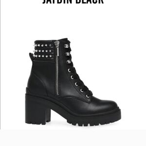 Steve Madden Jaydin Women's Leather Studded Lace-up Combat Boots Size 9.5